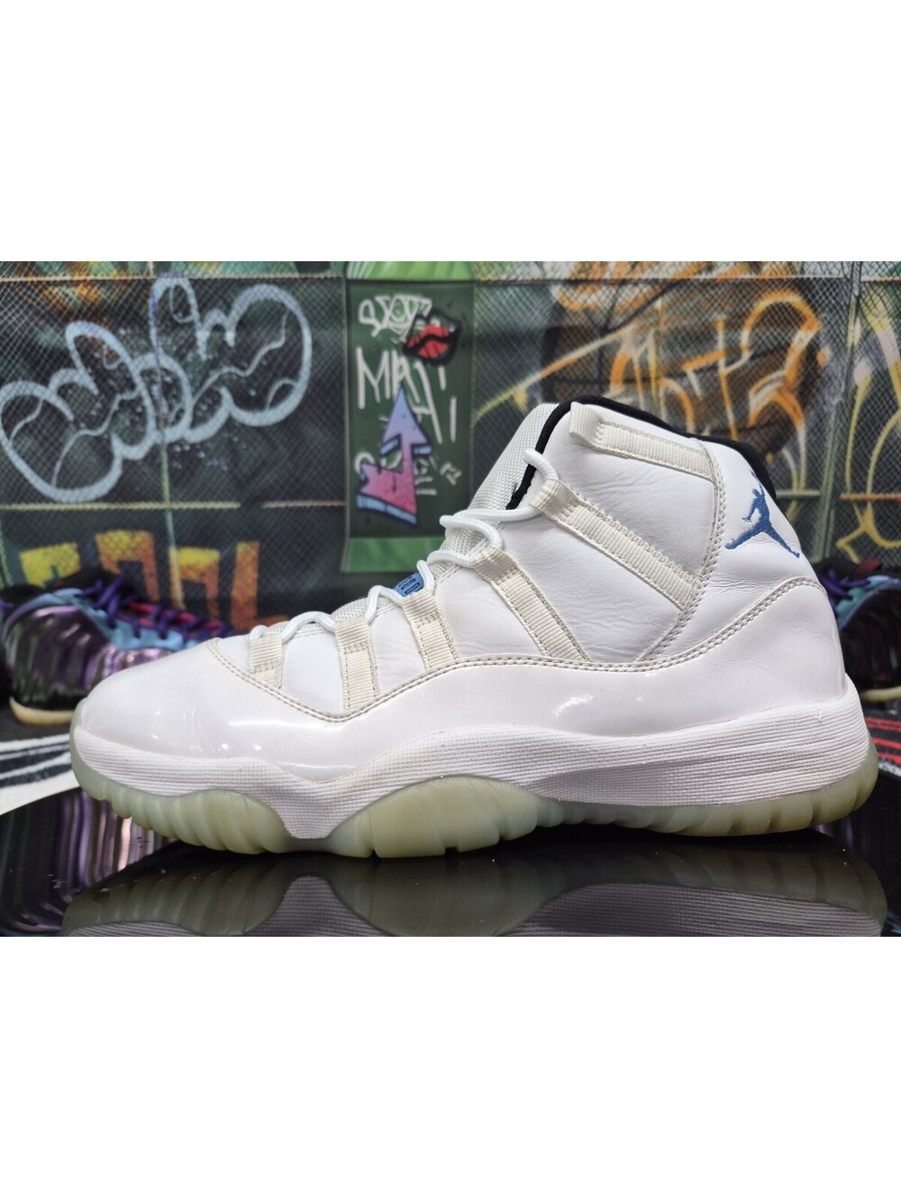 2014 Air Jordan 11 Retro Legend Blue High Top Men's 9M White Sneakers 378037-117